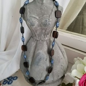 CJ Collection brown, blue & sterling silv necklace